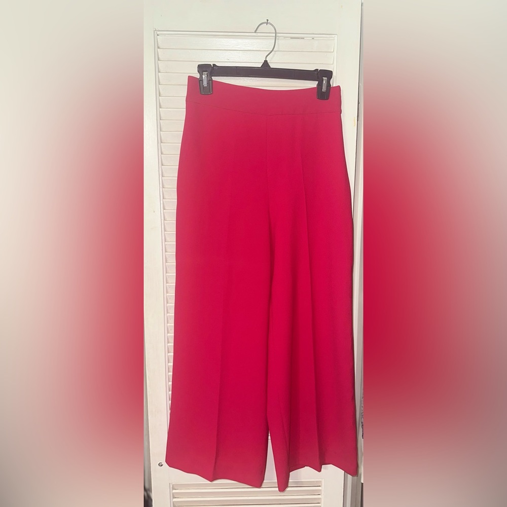 Zara Hot Pink High-Waisted Cropped Trousers